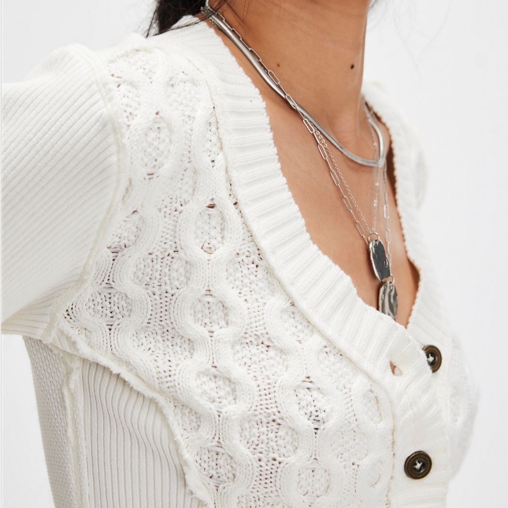 We The Free Ivory Cable-Knit Button Cardigan - Picture 5 of 9